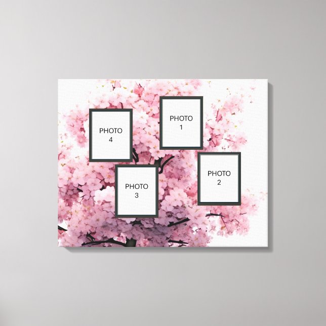 Cherry Blossom Four Photo Stretched Canvas Print (Front)