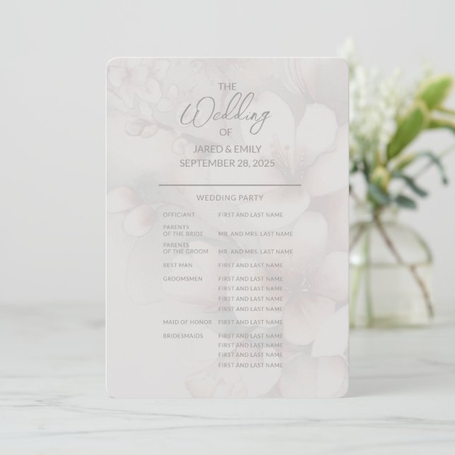 Cherry Blossom Full Wedding Program (Standing Front)
