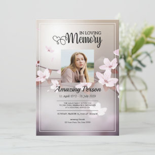 Cherry blossom Funeral order of service Invitation