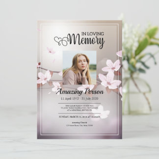 Cherry blossom Funeral order of service Invitation