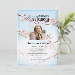 Cherry blossom Funeral order of service Invitation