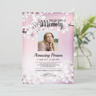 Cherry blossom Funeral order of service Invitation