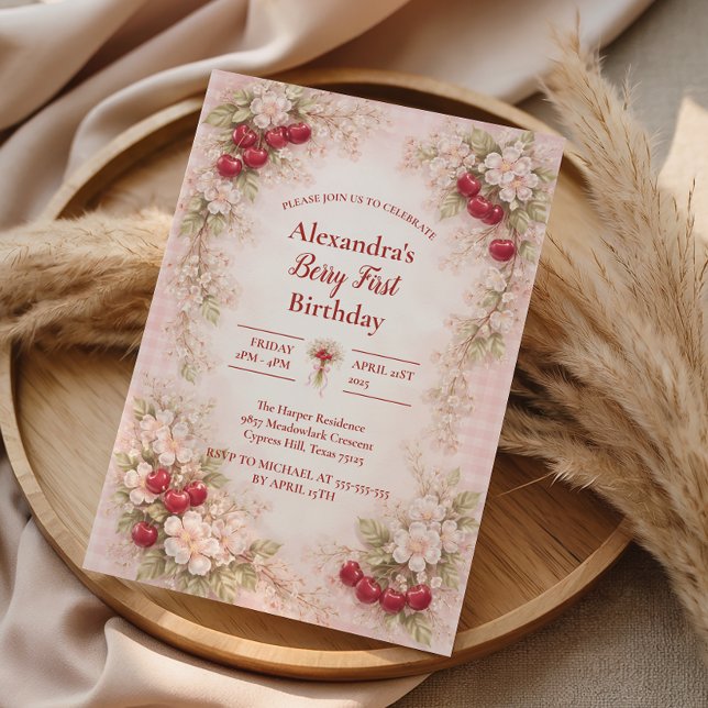Cherry Blossom Garden 1st Birthday Invitation (Creator Uploaded)