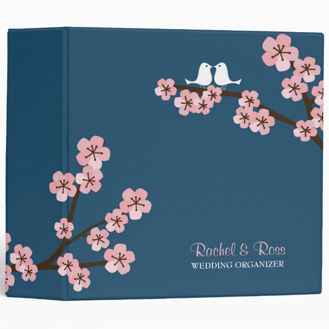 Cherry Blossom Garden (Pink Navy) Wedding Binder (Front/Spine)