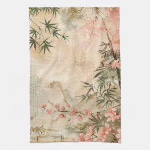Cherry Blossom Garden Scene (1) Kitchen Towel