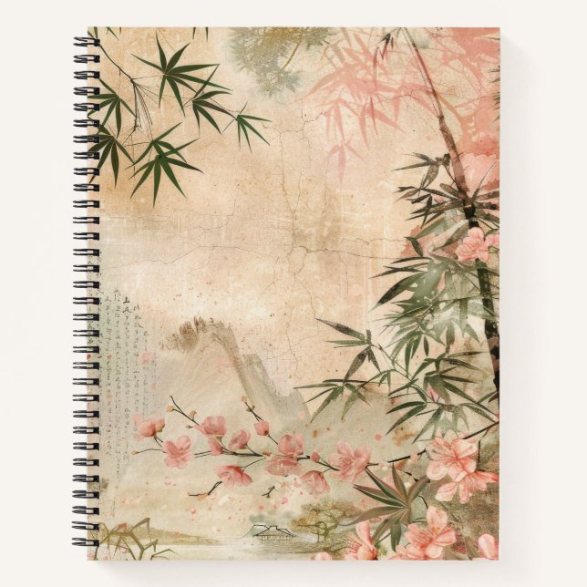 Cherry Blossom Garden Scene (1) Notebook (Front)