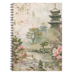Cherry Blossom Garden Scene (3) Notebook