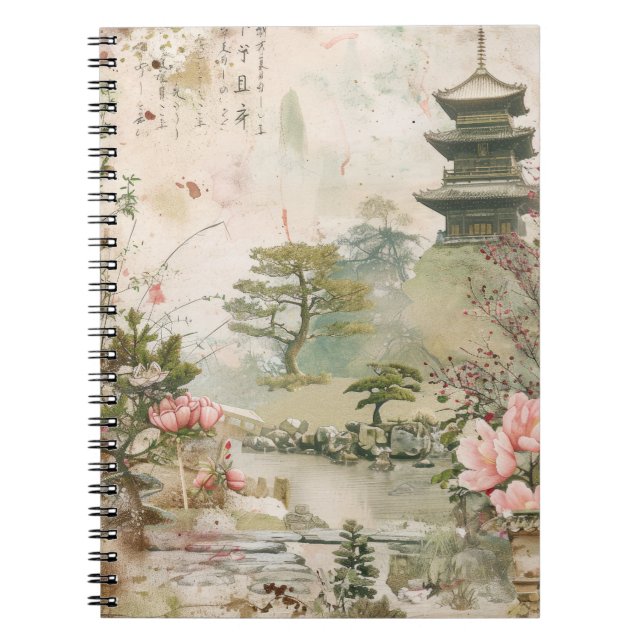 Cherry Blossom Garden Scene (3) Notebook (Front)