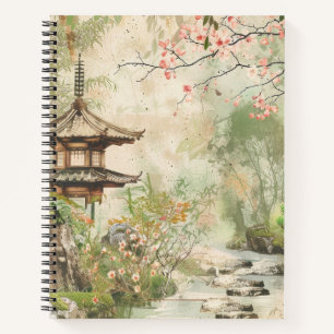 Cherry Blossom Garden Scene (4) Notebook