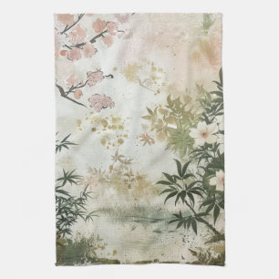 Cherry Blossom Garden Scene (6) Kitchen Towel