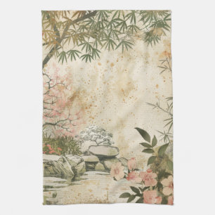 Cherry Blossom Garden Scene (8) Kitchen Towel