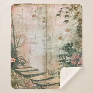 Cherry Blossom Garden Scene (9) Sherpa Blanket