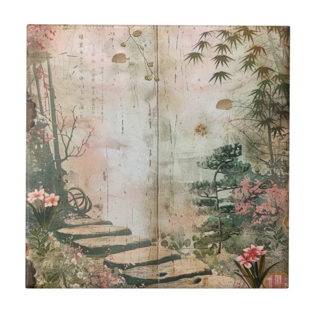 Cherry Blossom Garden Scene (9) Tile (Front)
