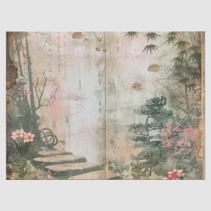 Cherry Blossom Garden Scene (9) Tissue Paper