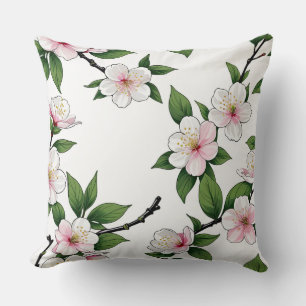 Cherry Blossom Garden Throw Pillow