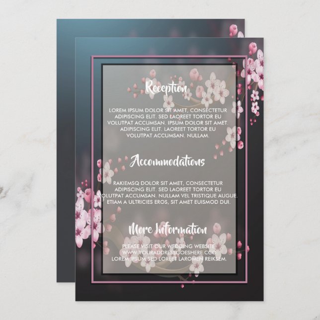 Cherry Blossom Geometric Floral Invitation (Front/Back)