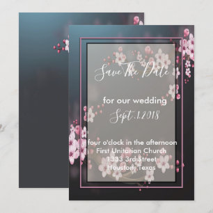 Cherry Blossom Geometric Floral save the date Invitation