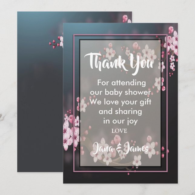 Cherry Blossom Geometric Floral thank you Invitation (Front/Back)