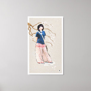 cherry blossom girl light version canvas print
