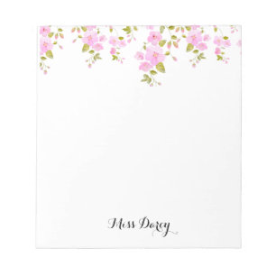 Cherry Blossom Girly Pink Floral Custom  Notepad