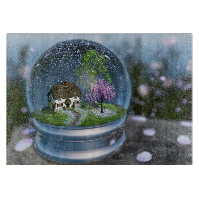 Cherry Blossom Globe Cutting Board (Front)