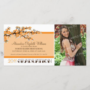Cherry Blossom Graduation Announcement (orange)