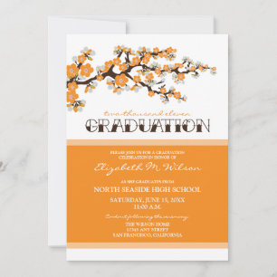 Cherry Blossom Graduation Announcement (orange)