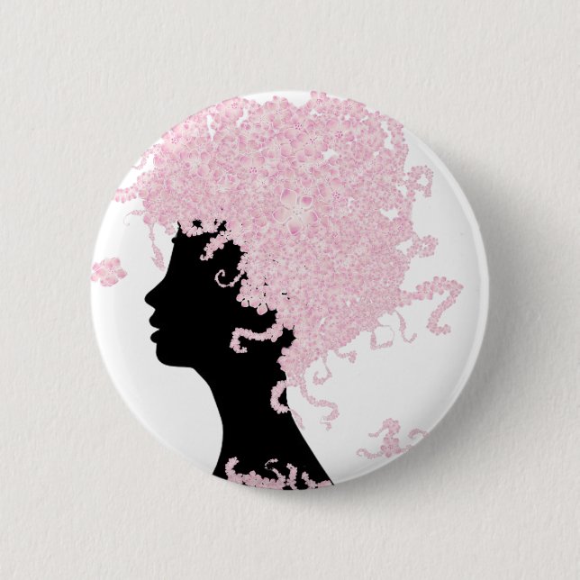 Cherry Blossom Head 2 Inch Round Button (Front)