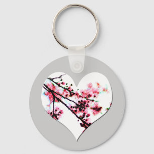Cherry Blossom Heart Keychain