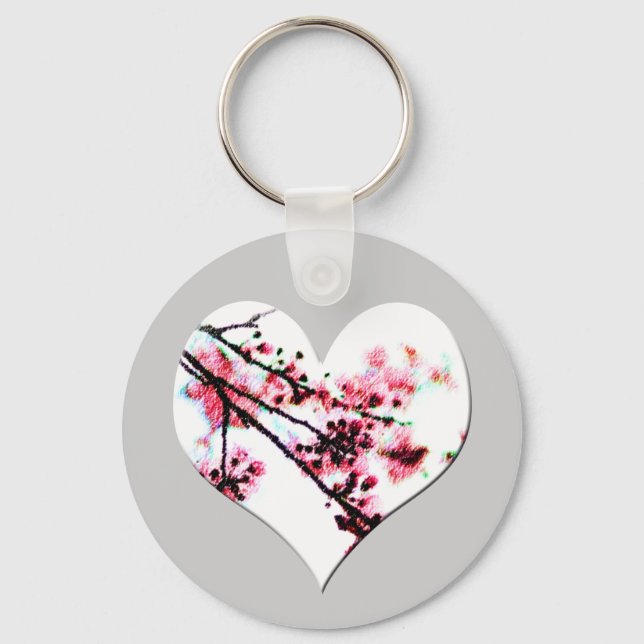 Cherry Blossom Heart Keychain (Front)
