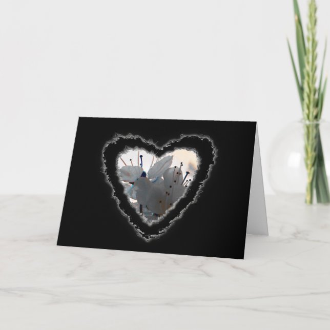 Cherry Blossom Heart Valentine Love Card (Front)
