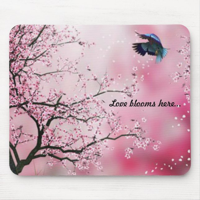 Cherry Blossom Hummingbird Mousepad (Front)