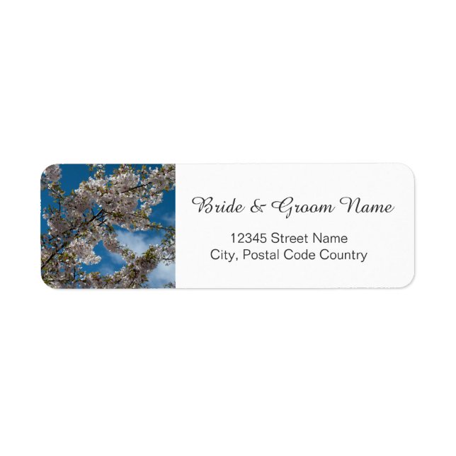 cherry blossom in blue sky bride and groom address (Front)