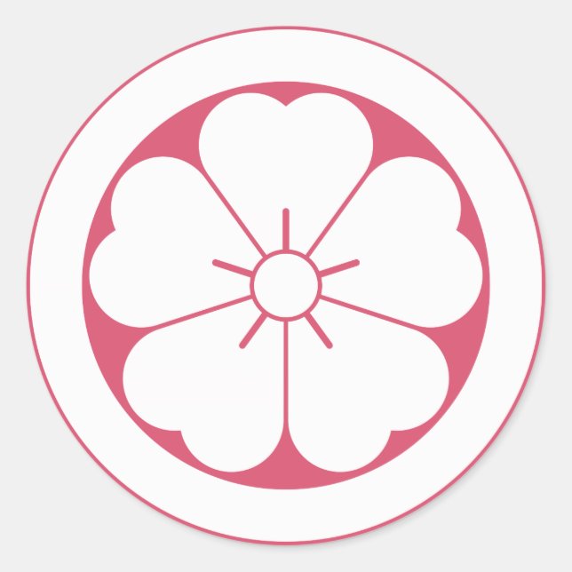 Cherry blossom in circle classic round sticker (Front)