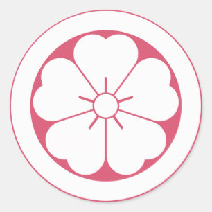 Cherry blossom in circle classic round sticker