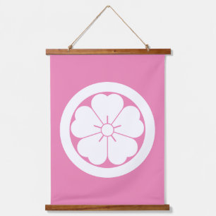 Cherry blossom in circle hanging tapestry