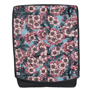 Cherry blossom in pink and blue backpack