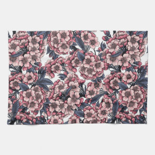 Cherry blossom in pink and blue kitchen towel