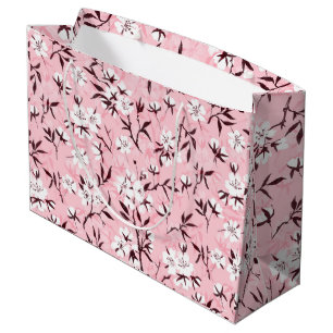 Cherry blossom in pink and blue large gift bag