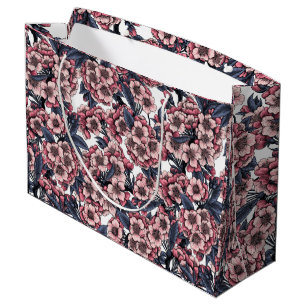 Cherry blossom in pink and blue large gift bag