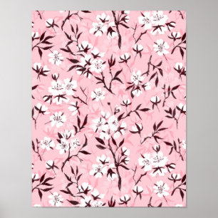 Cherry blossom in pink and blue poster