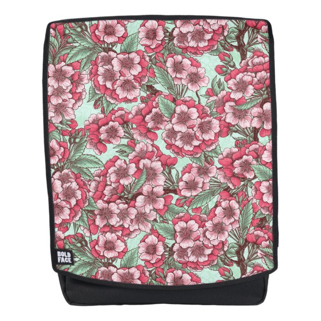 Cherry blossom in pink and mint backpack (Front)