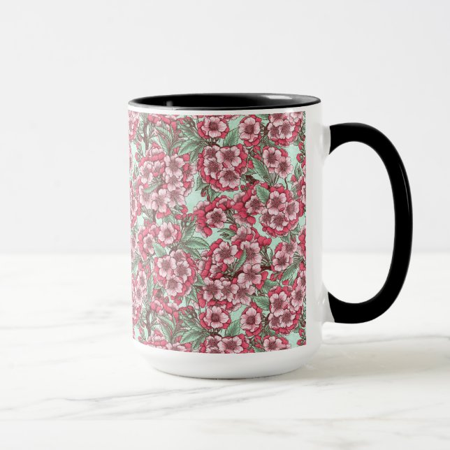Cherry blossom in pink and mint mug (Right)