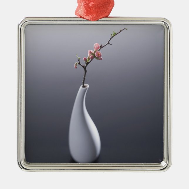 Cherry blossom in vase metal ornament (Front)