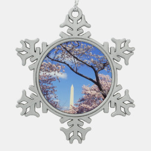 Cherry blossom in Washington DC Snowflake Pewter Christmas Ornament