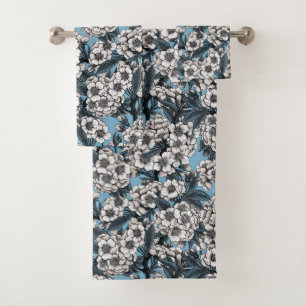 Cherry blossom in white and blue