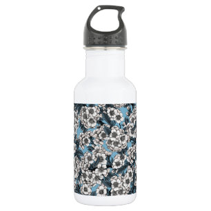 Cherry blossom in white and blue 532 ml water bottle