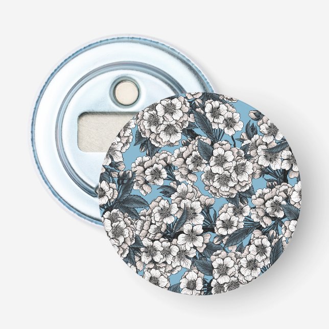 Cherry blossom in white and blue bottle opener (Front)