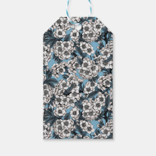 Cherry blossom in white and blue gift tags