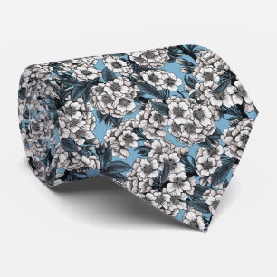 Cherry blossom in white and blue tie